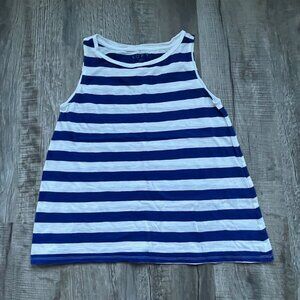 Ann Taylor LOFT Blue White Striped Sleeveless Tank Top Flared Size XS